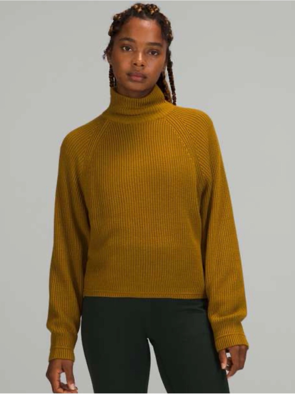 lululemon athletica Ribbed Turtleneck Sweater in Mustard
